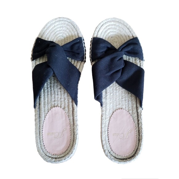 J. CREW Twisted Knot Black Canvas Espadrille Sandals Size 8 - Picture 8 of 12
